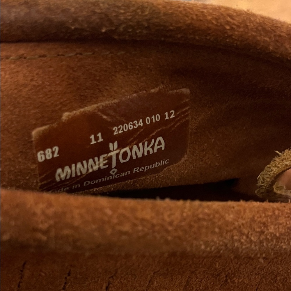 Minnetonka Brown Suede Fringe Moccasin booties - Picture 2 of 3